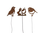 Ensemble 3 tuteurs oiseaux fer 15x97cm