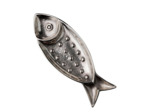 Petit plat poisson argenté aluminium 9x26cm