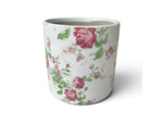 Pot motif florale rose céramique beigne 14x14x13cm