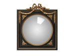 Miroir convexe cadre noir guirlande dorée 31x27cm