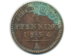 ALLEMAGNE PRUSSE 1 PFENNIG 1854 A TB+ oxydée (W451)