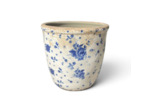 Pot céramique beige bleu motif florale 14x15x15cm