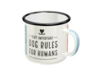 Mug émaillé rétro, Dog Rules – Cadeau pour propiétaire de chiens, Tasse de camping, 360 ml – Nostalgic-Art