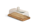 Plateau avec cloche dôme rectangulaire 13x13x28cm