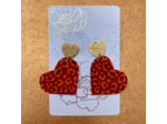 Boucles d'oreilles coeur coloris rouge motif léopard orange