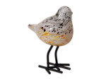 Oiseau moucheté orange sur pied 16x13x8cm