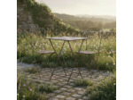 Ensemble Mange debout Pliant en Fer Patiné Gris Vintage Table et 2 Chaises 53x50x94cm