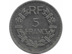 FRANCE 5 FRANCS NICKEL LAVRILLIER 1938 SUP- COUP