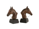 Ensemble 2 serre-livres cheval résine 22x12x29cm