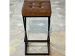 Tabouret de bar vintage cuir marron 38x38x74cm