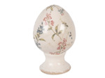 Décoration œuf sur pied céramique beige rose 9x9x14cm