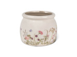 Pot de fleurs rond beige rose céramique 12x10x10cm