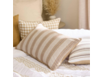 Atmosphera - Coussin Groove 58x38cm rayé Beige Lin
