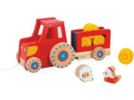 Janod - Tracteur à Tirer - Jouet d'Éveil - 1 Tracteur Enfant + 6 Accessoires -