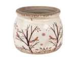 Pot de fleurs céramique branches beige marron 12x10cm