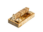 Jeu de Domino Dés Seventies Résine Noire Corne Naturelle 21x10x7cm