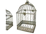 Ensemble 2 cages carrées suspendues vert patiné 18x18x40cm