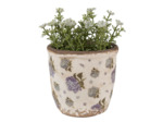 Pot de fleurs intérieur céramique beige bleu 11x11x10cm