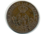 ESPAGNE 1/2 CENTIMO 1867 BARC (8 pointes) ISABEL II TTB (W632.1)