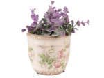 Pot de fleurs rond céramique beige rose 12x11cm