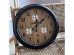 Horloge ronde noir et bois 60x9cm