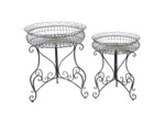 Ensemble de 2 Supports Jardinières Rondes en Fer Gris 81x70x70cm