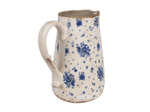 Vase pichet céramique beige bleu 21x15x23cm