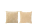 Lot de 2 coussins velours carre beige 10x45x45cm