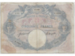FRANCE 50 FRANCS BLEU ET ROSE SERIE M.8892 2-3-1921 TB