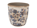 Pot de fleurs intérieur céramique beige bleu 14x14x14cm