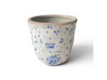 Pot céramique motif floral beige bleu 12x13x13cm