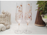Verres à pied en cristal décorés à la main représentant de jolies fleurs de dune
