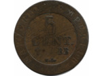 FRANCE 5 CENTIMES NAPOLEON Ier 1808 BB (Strasbourg) TB+ (G127)