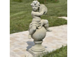 Statue grand Putti musicien cymbale 95x28x28cm