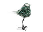 Décoration verre moineau Serin émeraude 7x15x12cm