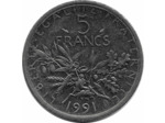 FRANCE 5 FRANCS ROTY 1991 TTB+
