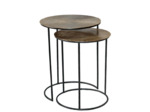 Ensemble de 2 tables basses aluminium doré noir 59x46cm