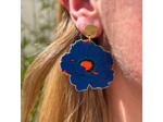 Boucles d'oreilles anémone coloris bleu et orange