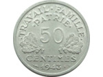FRANCE 50 CENTIMES BAZOR 1943 B SUP tache