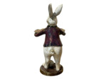 Lapin valet blanc plateau résine 17x14x30cm