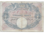 FRANCE 50 FRANCS BLEU ET ROSE SERIE A.8877 22-2-1921 TB+