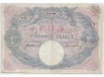 FRANCE 50 FRANCS BLEU ET ROSE SERIE V.6458 2-10-1915 TB+