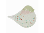 Presse papier oiseau verre blanc vert rose 11x7x6cm