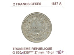 FRANCE 2 FRANCS CERES 1887 A TTB+ N1