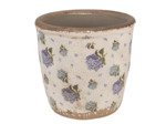 Pot de fleurs intérieur céramique beige bleu 14x14x13cm