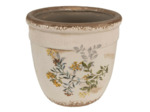 Pot de fleurs d'intérieur beige et jaune en céramique 18x17cm