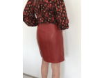 Jupe droite femme cuir rouge AD7977