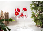 Flutes à champagne en cristal peintes à la main sur le thème champêtre des coquelicots joli cadeau pour un anniversaire de mariage