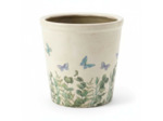 Pot de fleurs beige céramique papillon 17x16cm