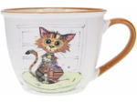Bol timbale - Motif chat marron stylisé- matière porcelaine fine - contenance 550ML